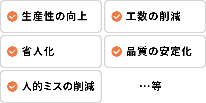 求められる成果例：生産性向上、工数削減、省人化など